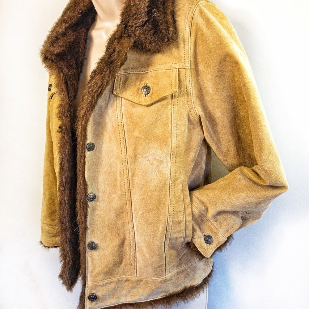 Wilsons Suede Button-Front Jacket Sz L (Girls)